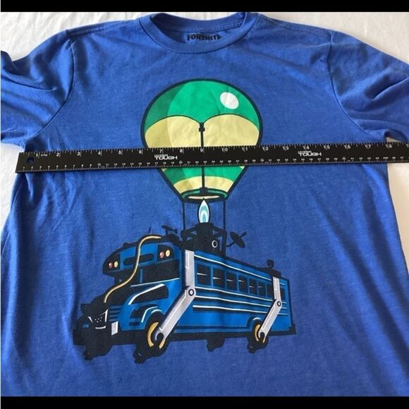 Fortnite T-Shirt Kids Size Large Color Blue Ballon Bus Graphic - Picture 5 of 7